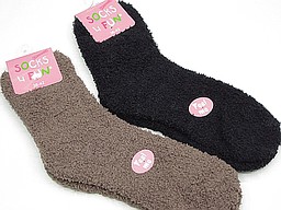 Zachte dames bedsokken in licht bruin en zwart Zachte dames bedsokken in licht bruin en zwart