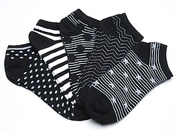 Zwarte apollo dames enkelsokken met prints Zwarte apollo dames enkelsokken met prints