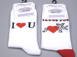 Damessok 'i love you' met beertje of cupido 