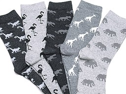 Grijze apollo damessokken met allerlei dieren prints Grijze apollo damessokken met allerlei dieren prints
