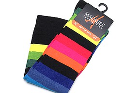 Gestreepte kniekous regenboog mix Gestreepte kniekous regenboog mix