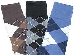 Geruite heren kniekousen in licht bruin, zwart, en jeans Geruite heren kniekousen in licht bruin, zwart, en jeans