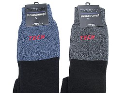 Heren thermo kniekousen in blauw en zwart met badstof Heren thermo kniekousen in blauw en zwart met badstof