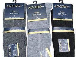 Angro kniekousen met 42% wol in grijs en zwart Angro kniekousen met 42% wol in grijs en zwart