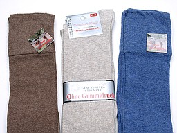 Denim en beige heren kniekous met wijde boord Denim en beige heren kniekous met wijde boord