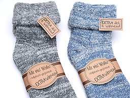 Dikke wollen heren sokken in denim en grijs Dikke wollen heren sokken in denim en grijs