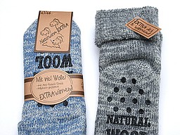 Wollen antislip sokken voor heren in denim en grijs Wollen antislip sokken voor heren in denim en grijs