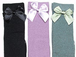 Kinder kniekous met lurex en grote strik Kinder kniekous met lurex en grote strik