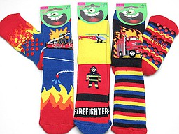 Kinder huissokken antislip met brandweer printjes Kinder huissokken antislip met brandweer printjes