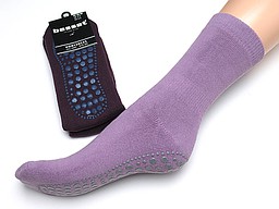 Anti slip huissokken in aubergine en lavendel Anti slip huissokken in aubergine en lavendel