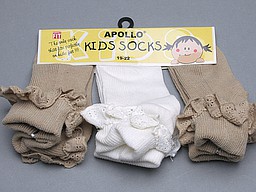 Korte kindersokken met omslag en kant Korte kindersokken met omslag en kant