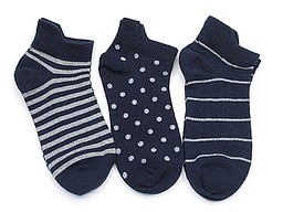 Marine kinder sneakersokken met lurex stippen en strepen Marine kinder sneakersokken met lurex stippen en strepen