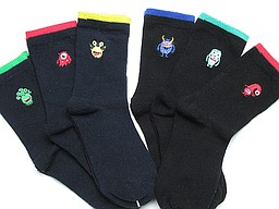Donker blauwe en zwarte sokken met monsters Donker blauwe en zwarte sokken met monsters