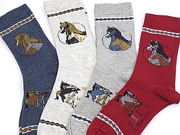 Kindersokken met paarden en platte naad Kindersokken met paarden en platte naad
