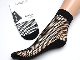 Panty sokjes in zwart met klein net motief Panty sokjes in zwart met klein net motief
